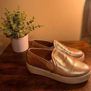 Steve Madden Rose Gold Platform Slip On Sneakers
